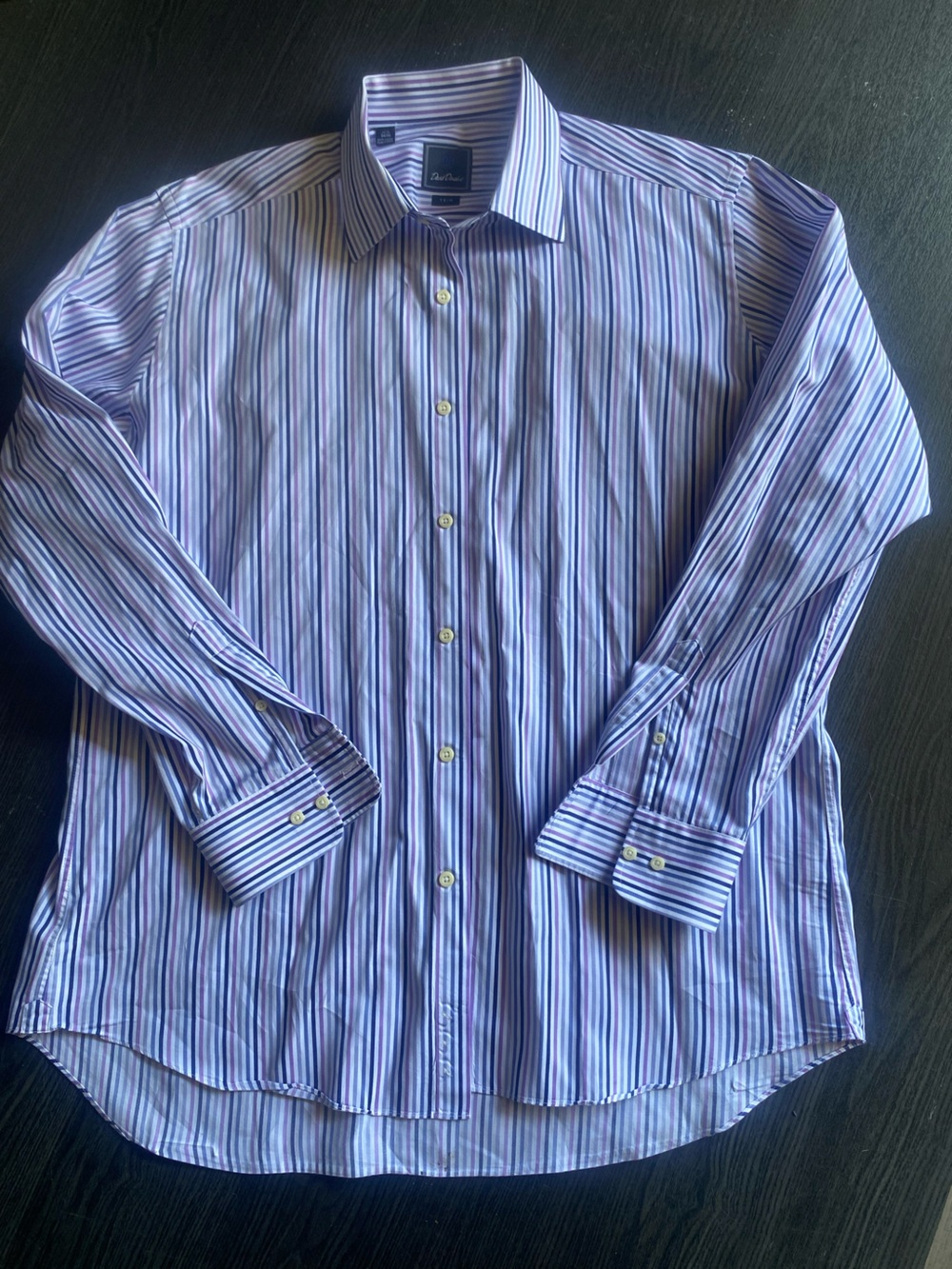 David Donahue 100% Cotton Striped Dress Shirt Men’s 17.5 34/35 business office